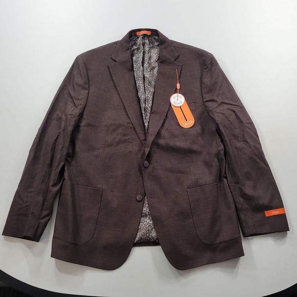 Tallia‎ Slim-Fit Brown Mix Sport Coat Mens 48R 48 Valmonte Elbow Patches - Picture 2 of 8